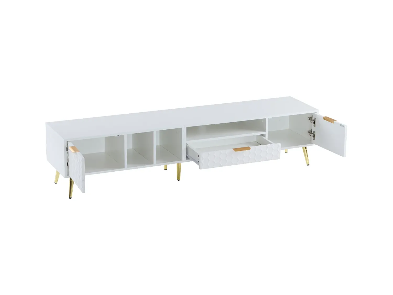 Hot ModernLuxe Móvel TV moderno 180 cm - 1 gaveta + 2 portas + 3 compartimentos - Branco