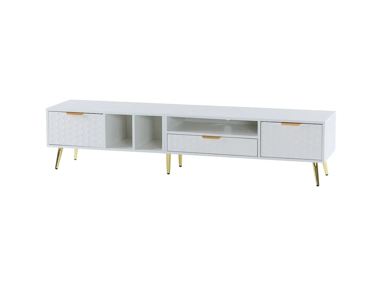 Hot ModernLuxe Móvel TV moderno 180 cm - 1 gaveta + 2 portas + 3 compartimentos - Branco