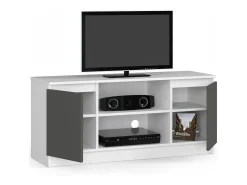 Móvel De Tv|Akord Móvel TV Moderno Branco-Cinza 120cm com Porta e Prateleiras Cinzento