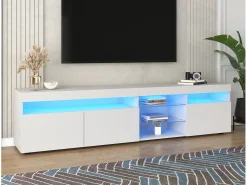 ModernLuxe Móvel TV moderno 180cm com LED - 3 portas e 5 compartimentos abertos -^ Móvel De Tv