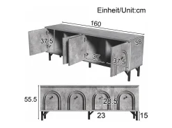 KOMHTOM Móvel TV moderno de 4 portas - , 160 cm - Design elegante, dobradiças de fecho suave^ Móvel De Tv
