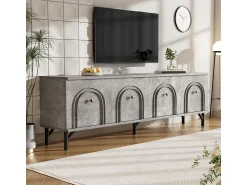 KOMHTOM Móvel TV moderno de 4 portas - , 160 cm - Design elegante, dobradiças de fecho suave^ Móvel De Tv