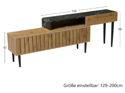 ModernLuxe Móvel TV modular - 4 compartimentos - Preto & Natural Natural claro