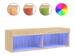 Helloshop26 Móvel TV multimídia Estante TV Aparador TV sala de jantar sala de estar quarto com luzes LED Carvalho Sonoma 100 x 30 x 30 cm marrom 02_0026752^ Móvel De Tv