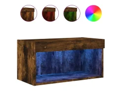 Helloshop26 Móvel TV multimídia Estante TV aparador sala de jantar sala de estar quarto com luzes LED carvalho fumado 60 x 30 x 30 cm 02_0026743^ Móvel De Tv