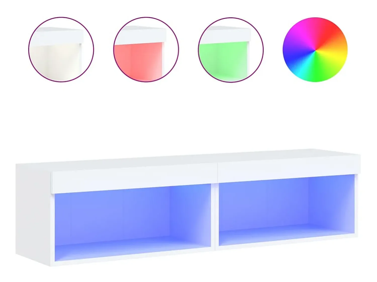 Móvel De Tv*Helloshop26 Móvel TV multimídia prateleira TV aparador sala de jantar sala de estar quarto com luzes LED 2 peças 60 x 30 x 30 cm 02_0028843 Branco