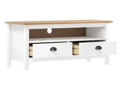 Móvel De Tv*Helloshop26 Móvel TV multimídia Prateleira TV Aparador TV sala de jantar sala de estar quarto Hill Range 110 x 40 x 47 cm madeira de pinho maciço 02_0027637 Branco