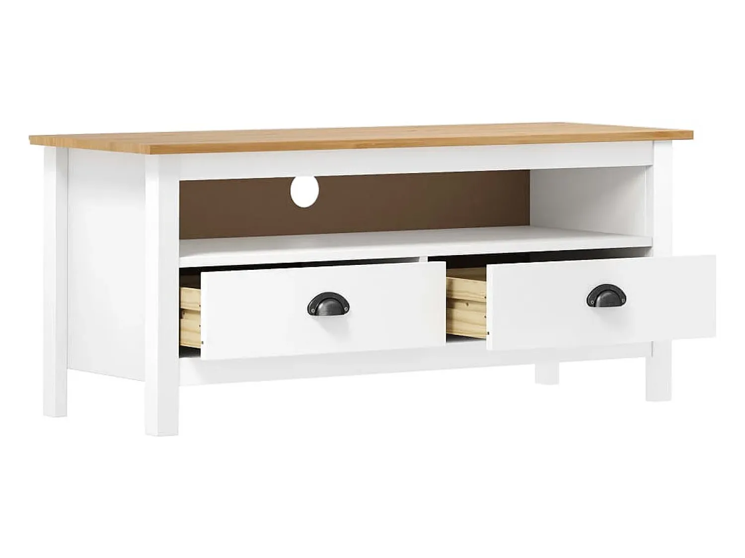 Móvel De Tv*Helloshop26 Móvel TV multimídia Prateleira TV Aparador TV sala de jantar sala de estar quarto Hill Range 110 x 40 x 47 cm madeira de pinho maciço 02_0027637 Branco