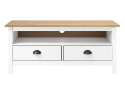 Móvel De Tv*Helloshop26 Móvel TV multimídia Prateleira TV Aparador TV sala de jantar sala de estar quarto Hill Range 110 x 40 x 47 cm madeira de pinho maciço 02_0027637 Branco