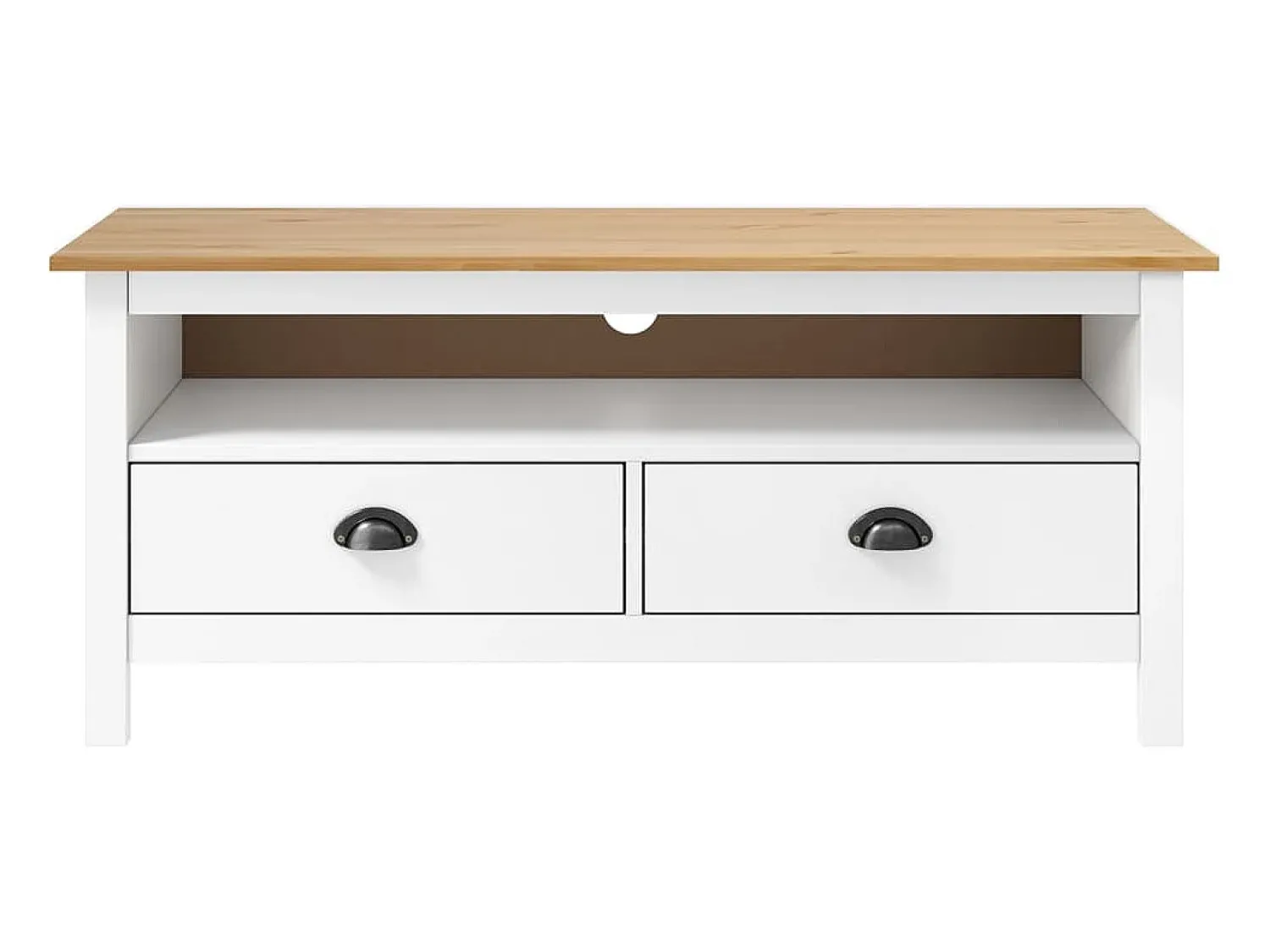 Móvel De Tv*Helloshop26 Móvel TV multimídia Prateleira TV Aparador TV sala de jantar sala de estar quarto Hill Range 110 x 40 x 47 cm madeira de pinho maciço 02_0027637 Branco