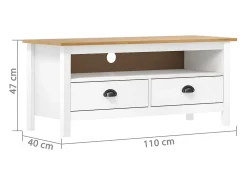 Móvel De Tv*Helloshop26 Móvel TV multimídia Prateleira TV Aparador TV sala de jantar sala de estar quarto Hill Range 110 x 40 x 47 cm madeira de pinho maciço 02_0027637 Branco
