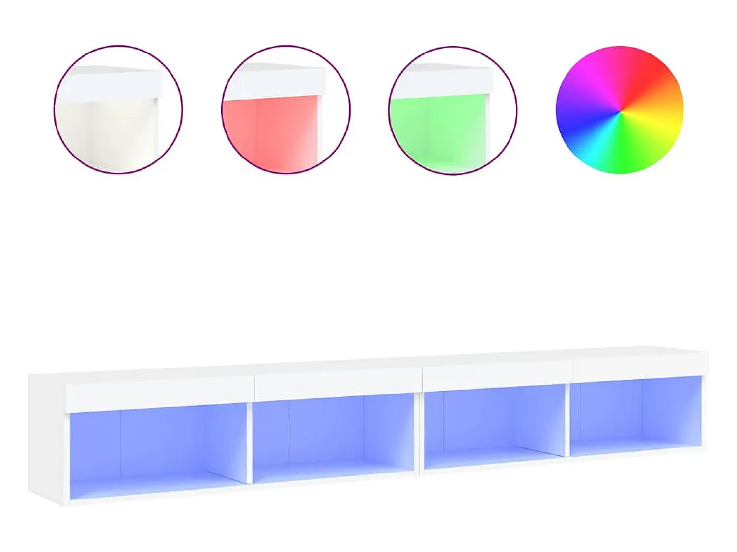 Hot Helloshop26 Móvel TV multimídia prateleira TV aparador sala de jantar sala de estar quarto com luzes LED 2 peças 100 x 30 x 30 cm 02_0028828 Branco