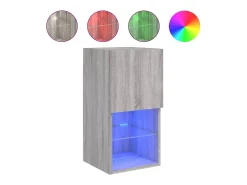 Helloshop26 Móvel TV multimídia prateleira TV aparador sala de jantar sala de estar quarto com luzes LED 2 peças sonoma 305 x 30 x 60 cm cinza 02_0028882^ Móvel De Tv