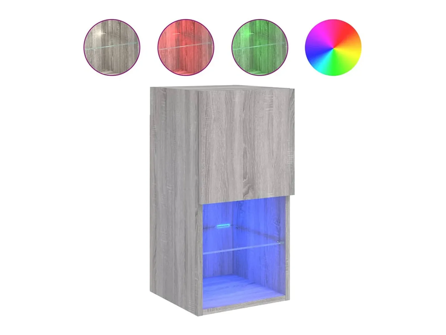 Helloshop26 Móvel TV multimídia prateleira TV aparador sala de jantar sala de estar quarto com luzes LED 2 peças sonoma 305 x 30 x 60 cm cinza 02_0028882^ Móvel De Tv