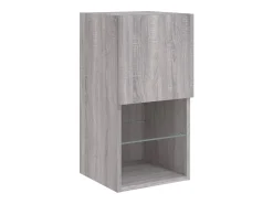 Helloshop26 Móvel TV multimídia prateleira TV aparador sala de jantar sala de estar quarto com luzes LED 2 peças sonoma 305 x 30 x 60 cm cinza 02_0028882^ Móvel De Tv