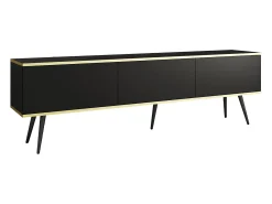 Móvel De Tv* Móvel TV, Negro, Patas negras, 175 x 30 x 52 cm, Push to Open Preto