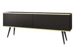 Sale Móvel TV, Negro, Patas negras, 135 x 30 x 52 cm, Push to Open Preto