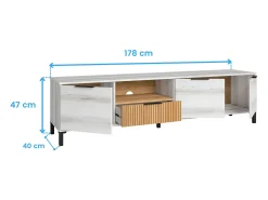 Móvel TV Nordic Tokyo Albo Carvalho Listrado 3 Portas 2 Gavetas 178 cm^ Móvel De Tv
