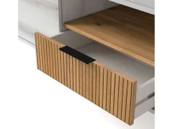 Móvel TV Nordic Tokyo Albo Carvalho Listrado 3 Portas 2 Gavetas 178 cm^ Móvel De Tv