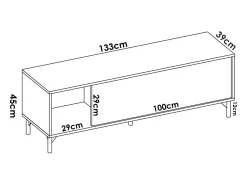 Móvel De Tv|Dmora Móvel TV Olimpo, Aparador baixo da sala, Aparador da sala para televisão, 132x39h44 cm, Carvalho Nodi e Antracite Castanho