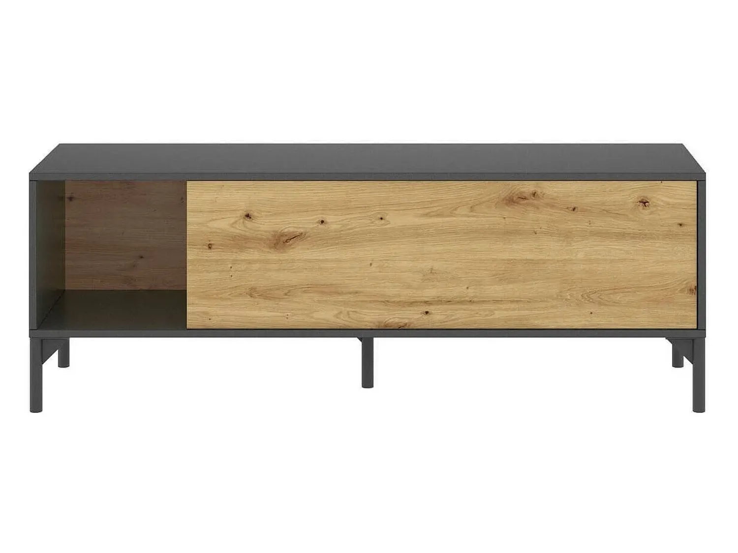 Móvel De Tv|Dmora Móvel TV Olimpo, Aparador baixo da sala, Aparador da sala para televisão, 132x39h44 cm, Carvalho Nodi e Antracite Castanho