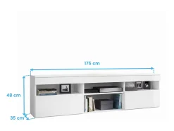 New Móvel TV Oshi Sala 2 Portas 4 Prateleiras 175x48x35 cm Branco