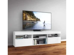 New Móvel TV Oshi Sala 2 Portas 4 Prateleiras 175x48x35 cm Branco