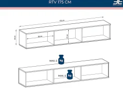 Outlet Móvel TV, , 175 x 30 x 32 cm, Push to Open Preto