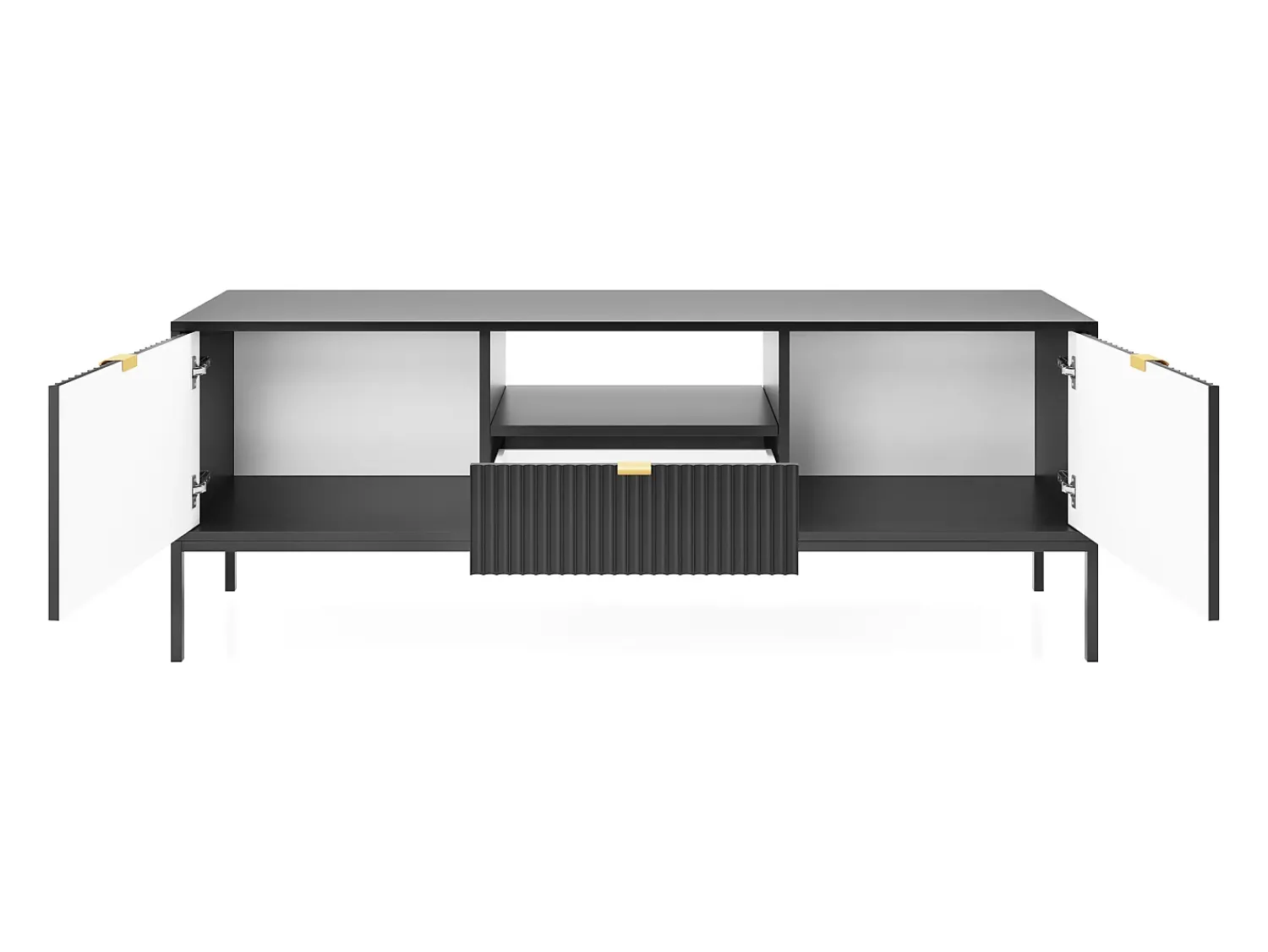 Best Móvel TV: , , 154 x 56 x 39 cm, puxadores dourados Preto