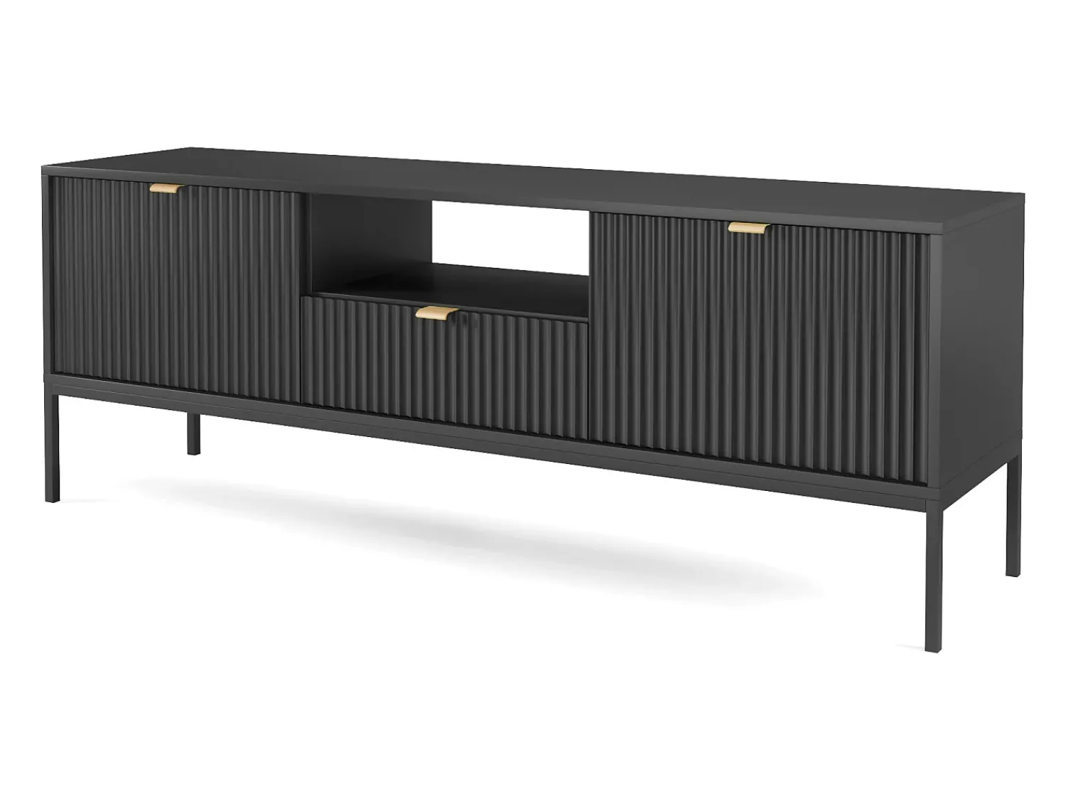 Best Móvel TV: , , 154 x 56 x 39 cm, puxadores dourados Preto
