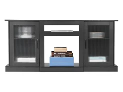 Móvel De Tv| Móvel TV SucceBuy para Televisores até 165 cm, Suporte Moderno em Madeira com Iluminação LED, Portas e Prateleiras Ajustáveis, Solução de Armazenamento Preto
