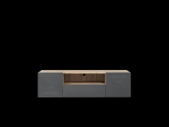 Móvel De Tv| Móvel TV suspenso 2 portas 1 gaveta em madeira laminada 167 x 40 cm Cinzento
