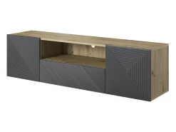 Móvel De Tv| Móvel TV suspenso 2 portas 1 gaveta em madeira laminada 167 x 40 cm Cinzento