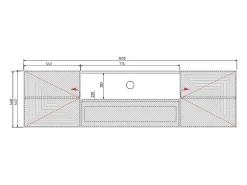 Móvel De Tv| Móvel TV suspenso 2 portas 1 gaveta em madeira laminada 167 x 40 cm Cinzento