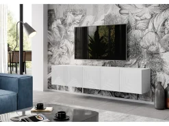 Móvel TV suspenso 5 portas em madeira laminada 200x40 cm^ Móvel De Tv