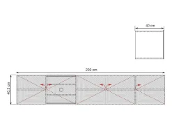 Móvel TV suspenso 5 portas em madeira laminada 200x40 cm^ Móvel De Tv