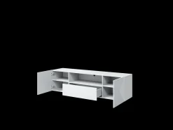 Móvel De Tv* Móvel TV suspenso 2 portas 1 gaveta branca em madeira laminada 167x40cm Branco