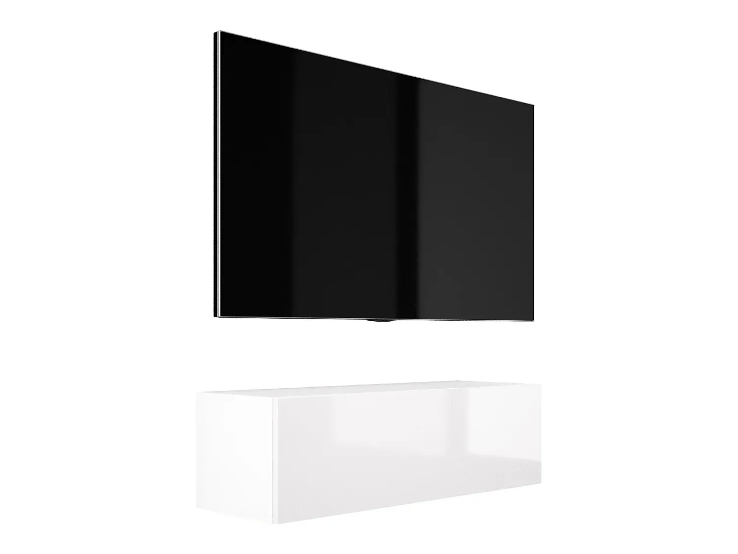 Móvel De Tv* Móvel TV suspenso, 100 x 34 x 32 cm, Fosco / Brilhante Branco