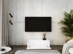Móvel De Tv* Móvel TV suspenso, 100 x 34 x 32 cm, Fosco / Brilhante Branco