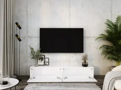 Móvel De Tv| Móvel TV suspenso, 170 x 34 x 32 cm, Fosco / Brilhante Branco