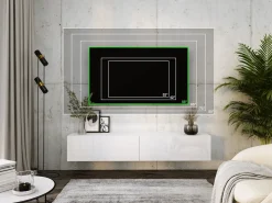 Móvel De Tv| Móvel TV suspenso, 170 x 34 x 32 cm, Fosco / Brilhante Branco