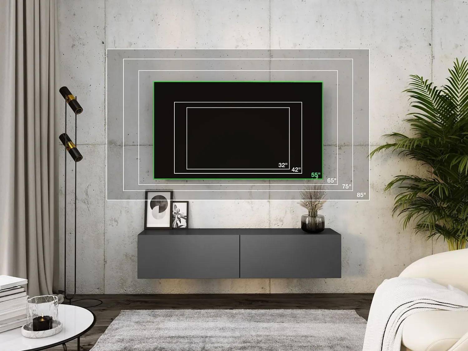 Móvel TV suspenso, 140 x 34 x 32 cm, Antracite^ Móvel De Tv
