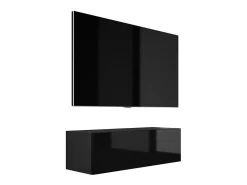 Móvel De Tv* Móvel TV suspenso, 100 x 34 x 32 cm, Fosco / Brilhante Preto