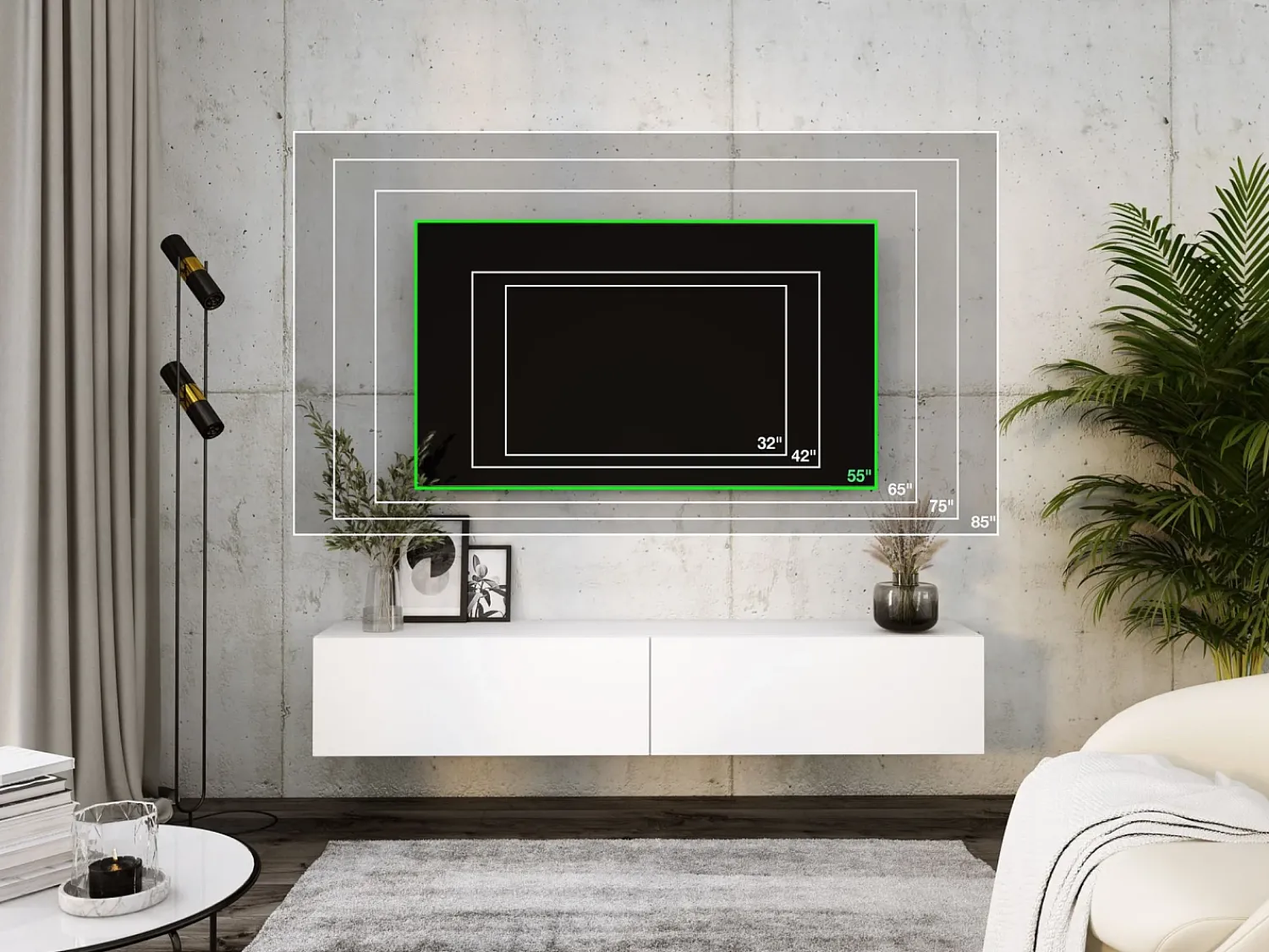 Móvel De Tv| Móvel TV suspenso, 170 x 34 x 32 cm, Fosco Branco