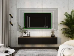 Móvel De Tv* Móvel TV suspenso, 170 x 34 x 32 cm, Carvalho Wotan / Preto Fosco Castanho