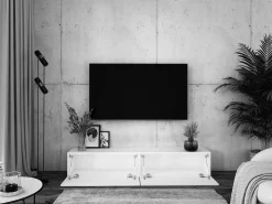 Móvel De Tv* Móvel TV suspenso, 170 x 34 x 32 cm, Carvalho Wotan / Preto Fosco Castanho