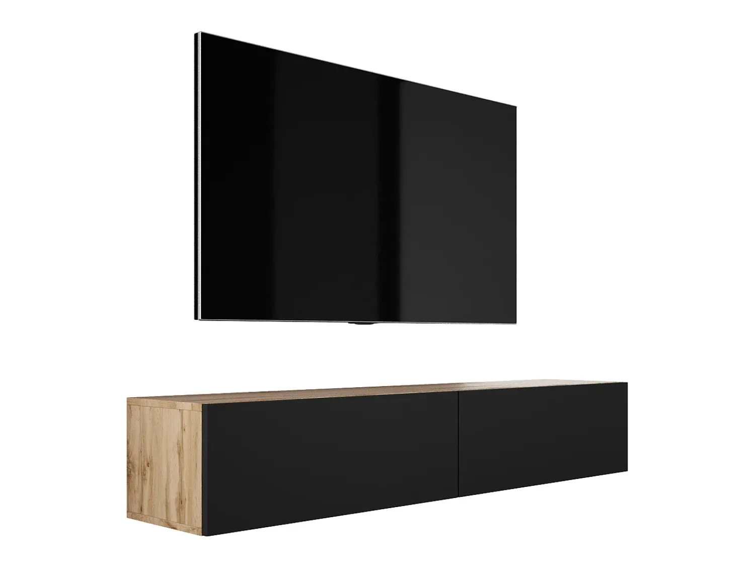 Móvel De Tv* Móvel TV suspenso, 170 x 34 x 32 cm, Carvalho Wotan / Preto Fosco Castanho