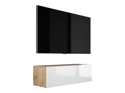 Móvel TV suspenso, 100 x 34 x 32 cm, Carvalho Wotan / Branco Brilhante^ Móvel De Tv