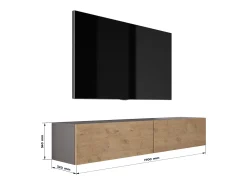 Best Móvel TV suspenso, 170 x 34 x 32 cm, Antracite / carvalho Lancelot Cinzento
