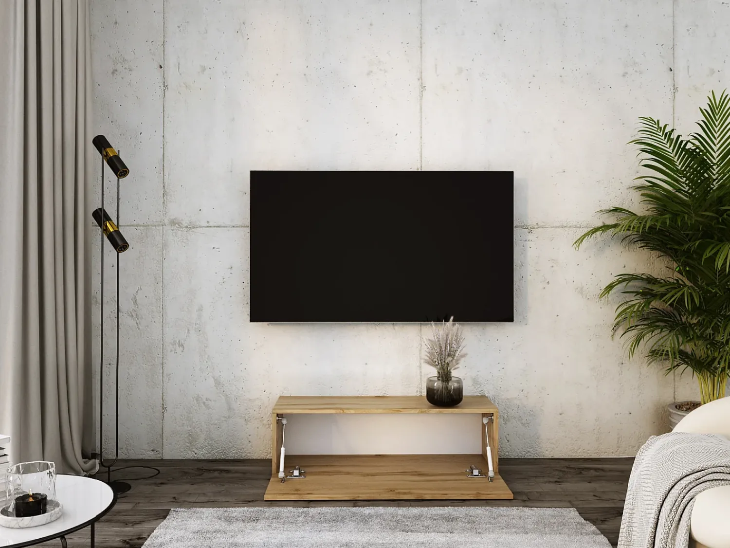 Móvel TV suspenso, 100 x 34 x 32 cm, Carvalho Wotan^ Móvel De Tv